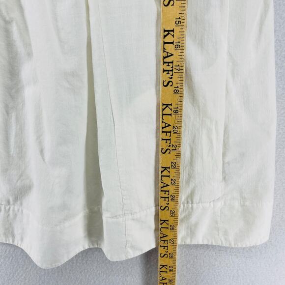 EILEEN FISHER Tank Top PM Cotton Woven Tunic Smocked Square Neck Shell White - Picture 13 of 14